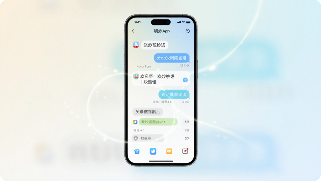 һ���ֻ���Ļչʾ����Ӧ��������ĳ���ͼ����������������App�ĶԻ�������뻶ӭ�����ɾ���࣬����Ϊǳɫ���䣬�ֻ���Χ����͹�Ч�����岼�־��У����Ϊ�ִ��Ƽ���UIչʾ��ϸ�����������������빦��ͼ�꣬�����������ɾ����޶���Ԫ��