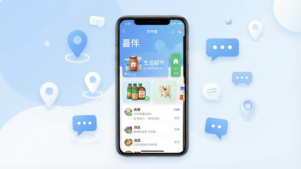 һ�����ֻ�Ӧ�ý���Ϊ�����չʾͼ�������������һ���ִ������ֻ�����Ļ��չʾ��ϲ�顱Ӧ�õ���ҳ���棬�����������ˡ�����С���Ϣ�б���ģ�飬����Ϊ��͵����׽���ɫ������Χ��׺����Ķ�λͼ������������Ԫ�أ����������¼�Լ���Ű���жԳƣ�ϸ�����������ʸɾ����޶���Ԫ��