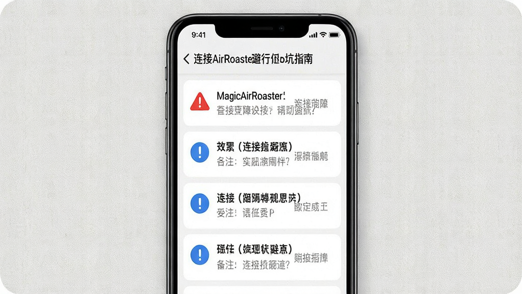 һ��չʾMagicAirRoaster���ֱܿ�ָ�ϵ�ͼƬ������Ϊ�ֻ���Ļ��ʾ���ӹ����Ų鲽���б�������Ϊ�����б���ʽ���Ű������׶������Ϊ���̷̳��ϸ�ڰ�����ɫ����ͼ�ꡢ��ɫ��ʾͼ�ꡢ��ɫ��ע���֣�����Ϊǳ��ɫ���������ʸɾ��޶���Ԫ��