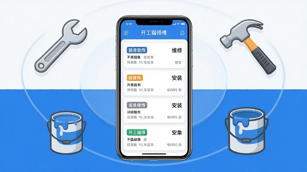 ����èʦ���ӵ�������������չʾ������������һ�������ֻ�����Ļ����ʾ�ſ���èʦ���ӵ��˵Ķ����б�ҳ�棬������Ƭ�������У���ע��װ�ޡ�ά�ޡ���װ�ȱ�ǩ���ֻ���Χ������װ�޹���ͼ������֡����ӡ�����Ͱ�������Ǽ���������ɫ����������ˬ�ִ���ϸ�����������ʸɾ����޶���Ԫ��