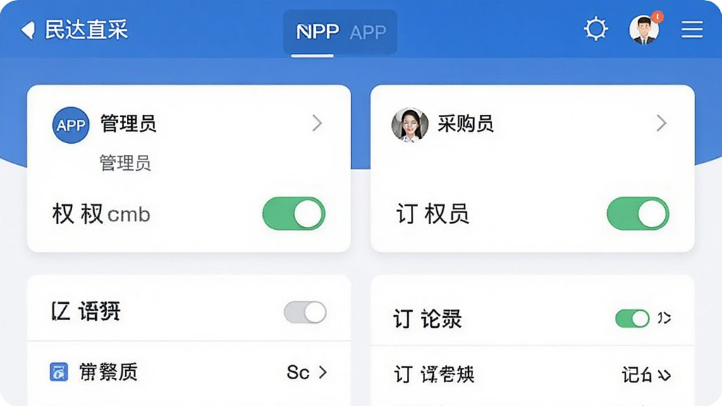 һ�Ŷ��ɫȨ�޹���ʾ��ͼ��������չʾ�����ֱ�ɡ�APP���Ŷӹ������棬��Ļ�ڳ��ֹ���Ա��ɹ�Ա���ֽ�ɫ��Ƭ������Ȩ�޿����붩����¼�б������岼��Ϊ���½ṹ����������񣬻��ʸɾ����޶���Ԫ��
