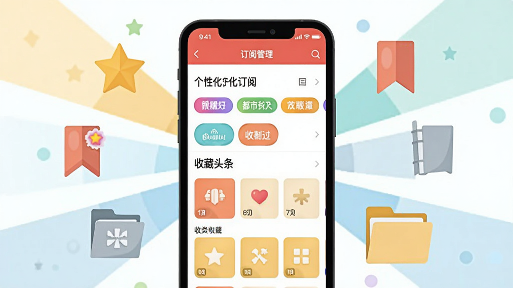 ����ͷ�����Ի��������ղع��ܣ���������Ϊ�ֻ���Ļ��ʾ����ͷ��APP�Ķ��Ĺ���ҳ�棬��Ļ���ж��Ƶ����ǩ���ղؼ�ͼ�꣬��Χ�����Ǳꡢ��ǩ���ļ��е�Ԫ�أ��������ֻ�Ϊ����������䣬������±�ƽ����ƣ�ϸ�ڰ�����ɫ��ǩ���ղ�����ͼ�ꡢ�����ļ��У����ʸ��壬�ɾ���࣬�޶���Ԫ��
