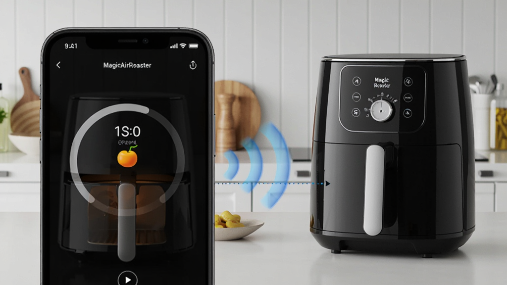 һ��չʾMagicAirRoasterԶ�̿��ƹ��ܵĳ���ͼ������������ֻ���Ļ��ʾ����ը������״̬���Ҳ��ǳ��������ڹ����Ŀ���ը��������֮���������źŲ������ӣ����Ϊ�ִ��Ҿ�дʵ��ϸ�ڷḻ�����������ɾ�