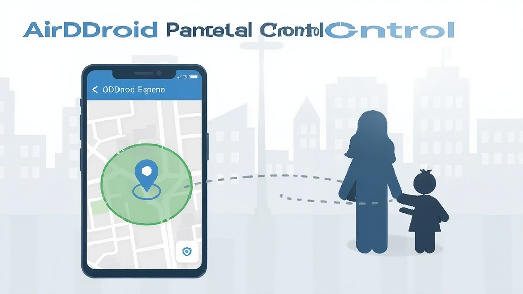 һ��չʾ AirDroid Parental Control λ���ػ����ܵĳ���ͼ��������һ���ֻ���ʾ��ͼ���棬��ͼ������ɫ��λ������ɫ��ȫ����ԲȦ���Ա��мҳ��뺢�ӵļ�Ӱͼ��ͨ���������ӣ�����Ϊ���ĳ��н���������������Ϊ��ƽ����Ϣͼ����ɫ����ɫ����ɫ��ǳ��ɫΪ����ϸ�����������ʸ��壬����ɾ����޶���Ԫ�أ�ͼƬ������Ϊ��AirDroid Parental Control��
