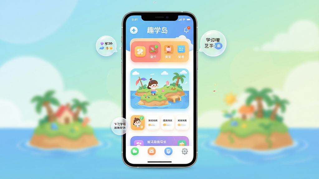Ȥѧ��Ӧ��������ȫ��չʾ������Ϊ�ֻ���Ļ���з��ã���Ļ�ڳ���ɫ������Ŀ�Ƭʽѧϰģ���뿨ͨ����Ԫ�أ����ֲ������ҶԳƵ���Ѷ���Ű棬���Ϊ��ƽ�����²廭�磬ϸ�ڰ���Բ��ͼ�ꡢ��ͽ��䱳����������ѧϰ�������ݣ����ʸ��壬����ɾ����޶���Ԫ��