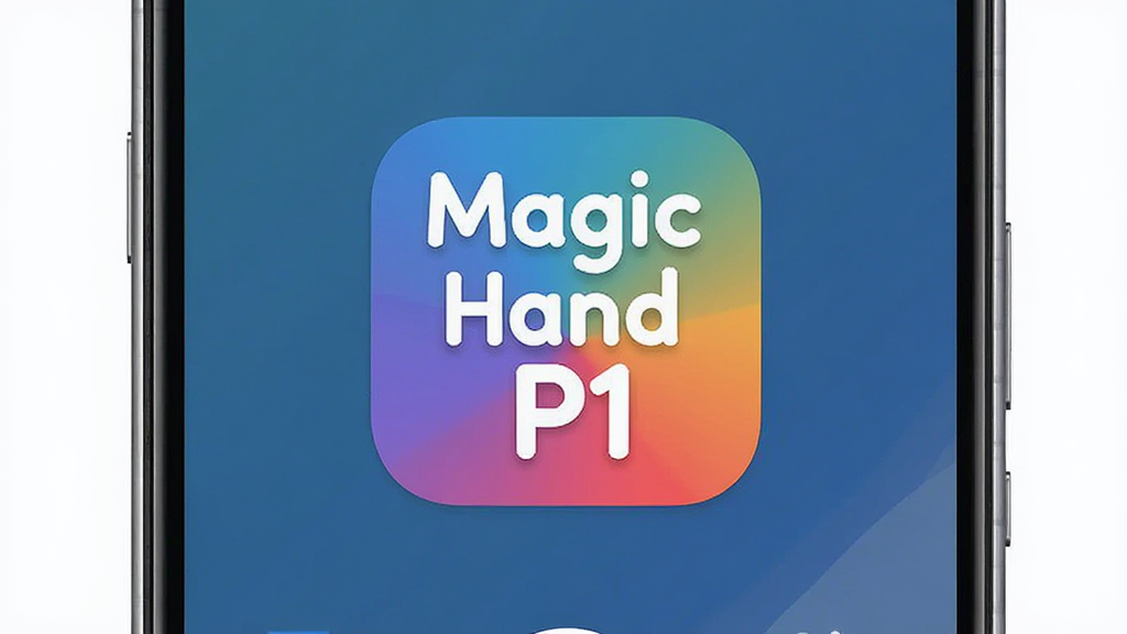 ����Ϊһ����׿�ֻ���Ļ����Ļ����չʾ�Ŵ��С�Magic Hand P1��������Ӧ��ͼ�꣬���ֲ��þ��й�ͼ���Ű��࣬���Ϊ�Ƽ��б�ƽ����ƣ�ϸ�ڰ����ֻ��߿�Ľ��������Ӧ��ͼ��Ľ���ɫ�ʣ������������ɾ����޶���Ԫ��