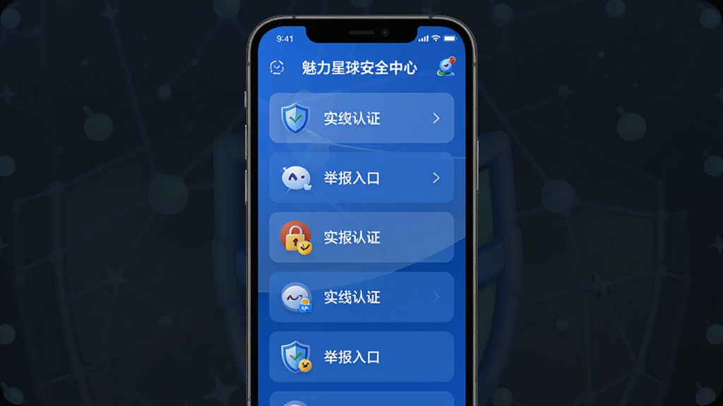 ��������ȫ���Ľ��棬����Ϊ�ֻ���Ļ��ʾʵ����֤�;ٱ����ͼ�꣬����Ϊ�б�ʽ���У��Ű������ˣ����Ϊ��ȫ�ɿ�����ɫ����ϸ���ж��ƺ�����ͼ�꣬���ʸ��壬�ɾ����޶���Ԫ��