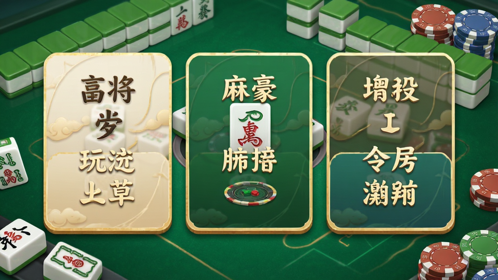 һ��չʾ�����齫�����淨ѡ������ͼƬ�������������Ŷ���齫�淨��ڿ�Ƭ���ֱ��ע�Ų�ͬ�����淨���ƣ���Ƭ��ƾ������������齫�ƺͳ���Ԫ�أ������������죬�����������޶���Ԫ��