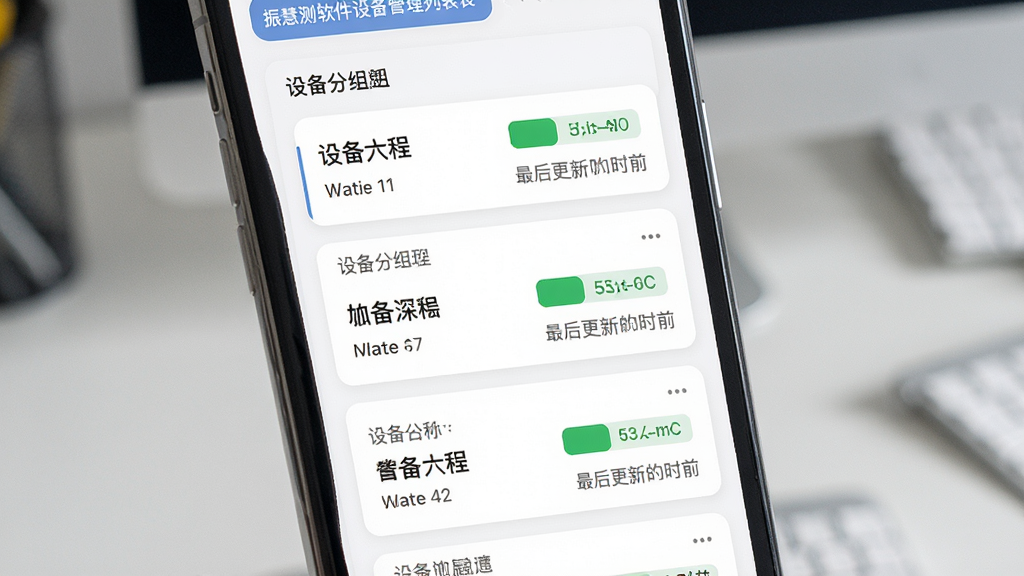 ��۲������豸�����б����棬����Ϊ�ֻ���Ļ��ʾ�豸���鿨Ƭ�б�������Ϊ��������б������Ϊ��ˬ��Ƭʽ��ϸ�ڰ����豸���ơ�״̬ɫ���������ʱ�䣬���ʸ��壬�ɾ����޶���Ԫ��