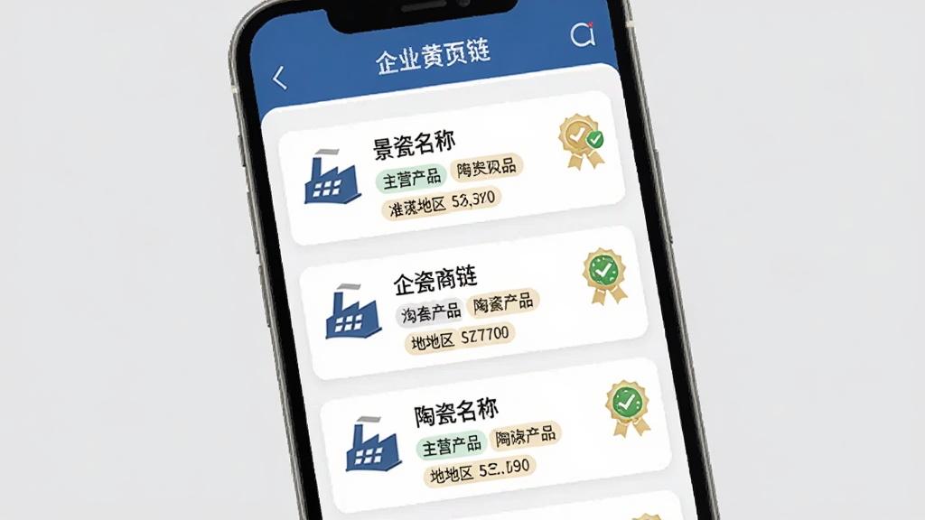 ����������ҵ��ҳҳ�棬����Ϊ�ֻ���Ļչʾ��ҵ�б���ÿ����Ŀ������ҵ���ơ���Ӫ��Ʒ��ǩ�͵���������Ϊǳ��ɫ������Ϊ�����б������Ϊ��Լ����ϸ�ڰ����մɹ���ͼ�ꡢ��֤��ʶ�������������ɾ��޶���Ԫ��