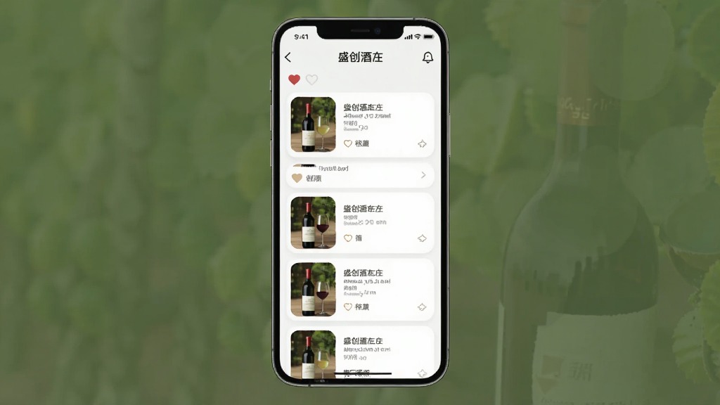 һ��չʾʢ����ׯAPP�ղؼ�ҳ����ֻ�����ͼ������Ϊ�ֻ���Ļ������Ϊ�����б���������Բ�ǣ�ϸ�ڰ��������ղ�ͼ�����Ʒ����ͼ�������������ɾ����޶���Ԫ��