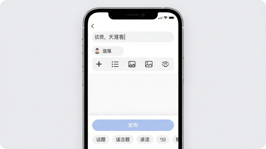 ���Ŀ�APPͼ�Ĵ����༭������չʾ����������Ϊһ�������ֻ���Ļ����Ļ�ڳ��ַ����༭ҳ�棬����Ϊ����������в�Ϊ���ı༭�����мӴ֡��б���ͼƬ����ȹ�����ͼ�꣬�ײ�Ϊ������ť�뻰���ǩѡ���������ֲ�η������Ű����������Ϊ��Լ������UI��ϸ���ϰ�ť�������Բ����ǳɫ��䣬���ʸ���ɾ����޶���Ԫ�أ�����Ϊǳ�ҵ�ɫ������ɫ�����