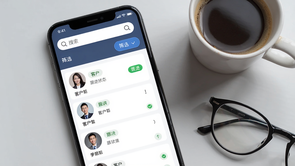 �緽�̼Ұ�ͻ�����ҳ���ֻ���ͼ��ҳ����ʾ�ͻ�ͷ���б��͸���״̬��ǩ����������������ɸѡ��ť���ֻ�������ǳ��ɫ�����ϣ��Ա���һ�����Ⱥ�һ���۾�����������רҵ������ϸ�壬�޶���װ�Ρ�