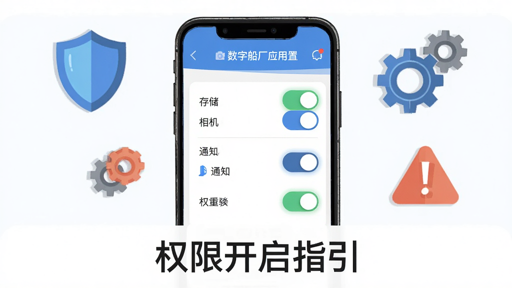 ��������Ϊ�ֻ���Ļ��ʾ���Ǵ���Ӧ��Ȩ�����ý��棬�����洢�������֪ͨ�ȿ��ذ�ť������Ϊ�ֻ����У���Χ���ƶ��ơ����ֺ͸�̾��ͼ�ꡣ�Ű�Ϊ���½ṹ���Ϸ�Ϊ�ֻ����棬�·�Ϊ��ʾ���֡�Ȩ�޿���ָ���������Ϊ����ƽ�廭��ϸ���Ͽ��ذ�ť�и�����ɫ�����ʸ��壬�ɾ����޶���Ԫ�ء�