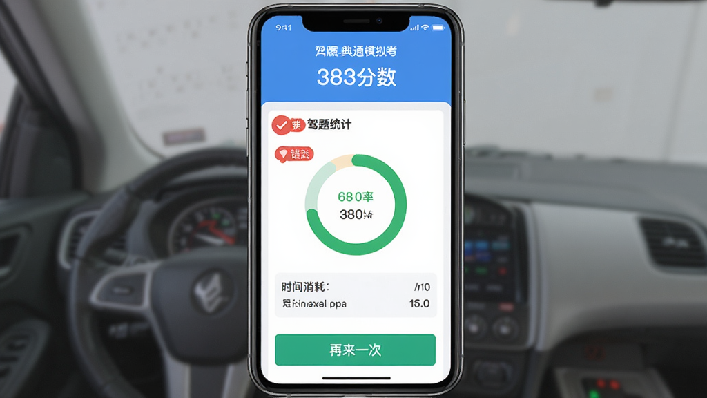 ���յ��ͨģ�⿼�Խ��ҳ�棬����Ϊ�ֻ���Ļ������Ϊ��������չʾ���в�����ͳ�Ƽӵײ�����һ�ΰ�ť���Ű�Գƹ��������Ϊ���ݿ��ӻ�ѧϰ���棬ϸ�ڰ�����ɫ�����ǡ���ɫ��ȷ�ʻ�ͼ��ʱ������ͳ�ƣ����ʸ��壬�ɾ����޶���Ԫ��