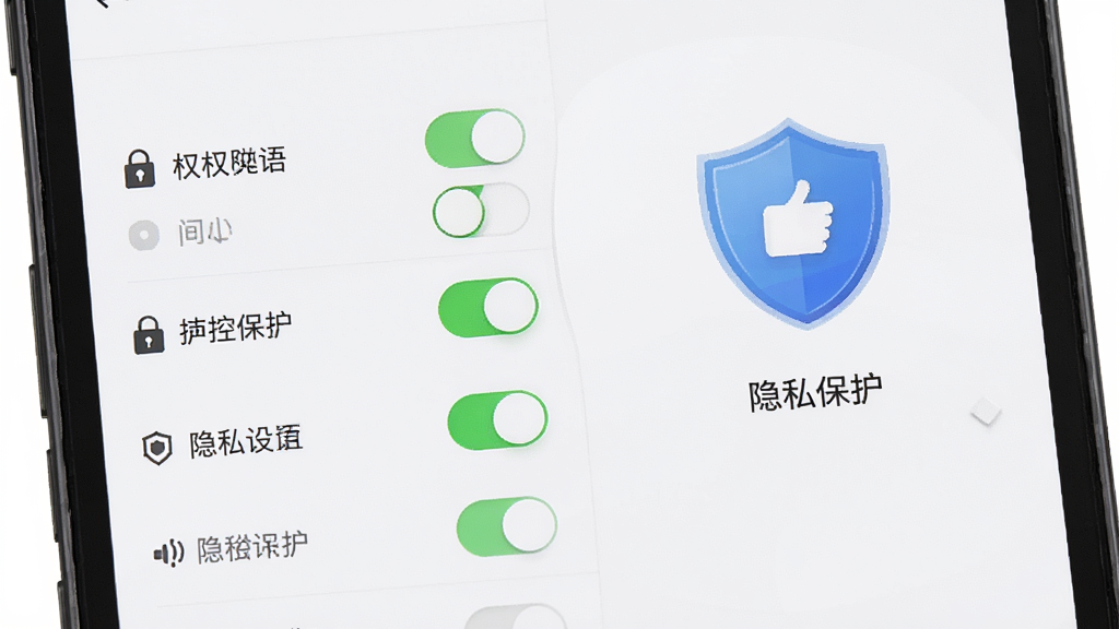 ����������˽���ý��棬����չʾ�ֻ���Ļ��Ȩ�޿����б�����˽��������ͼ�꣬����Ϊ��ɫ����񣬲������������ȫ�ɿ��У�ϸ�ڰ�������ͼ�ꡢ���ذ�ť�����ʸ��壬�ɾ����޶���Ԫ��