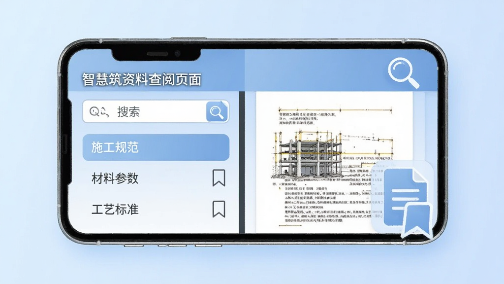 �ǻ������ϲ���ҳ�棬�ֻ���Ļ��ʾ����Ŀ¼��������Ŀ¼������ʩ���淶�������ϲ����������ձ�׼������Ŀ���Ҳ�չʾ�ĵ�Ԥ�����򣬱���Ϊ����ɫ���䣬����Ϊ�ֻ����ĵ�ͼ����ϣ�����Ϊ���ҷ��������Ϊ��Լ�칫�磬ϸ�ڰ����Ŵ�ͼ������ǩ��ǣ���������������ɾ�����
