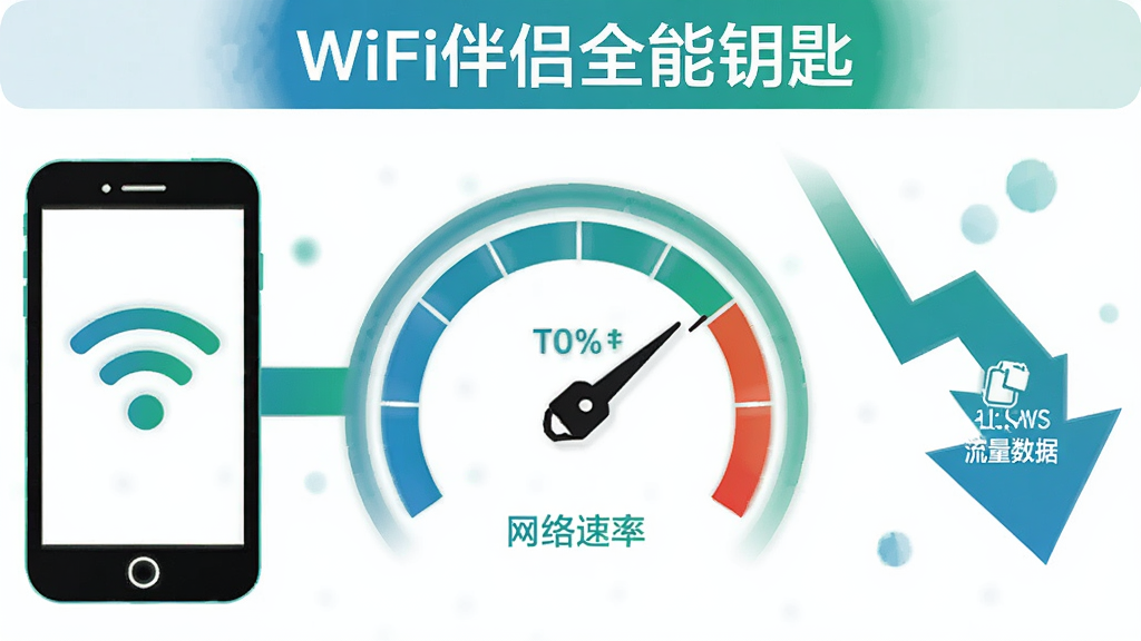 һ����Ϣͼ�����Ĳ�ͼ��չʾWiFi����ȫ��Կ�׵�������ʡЧ��������������ֻ�����WiFi��ͼ�꣬�Ҳ������������½��ļ�ͷʾ��ͼ���м����ٶ��Ǳ�����ʾ�������ʣ���ɫ������Ϊ�����Ӿ���ˬ��������ִ�������������������Ԫ��