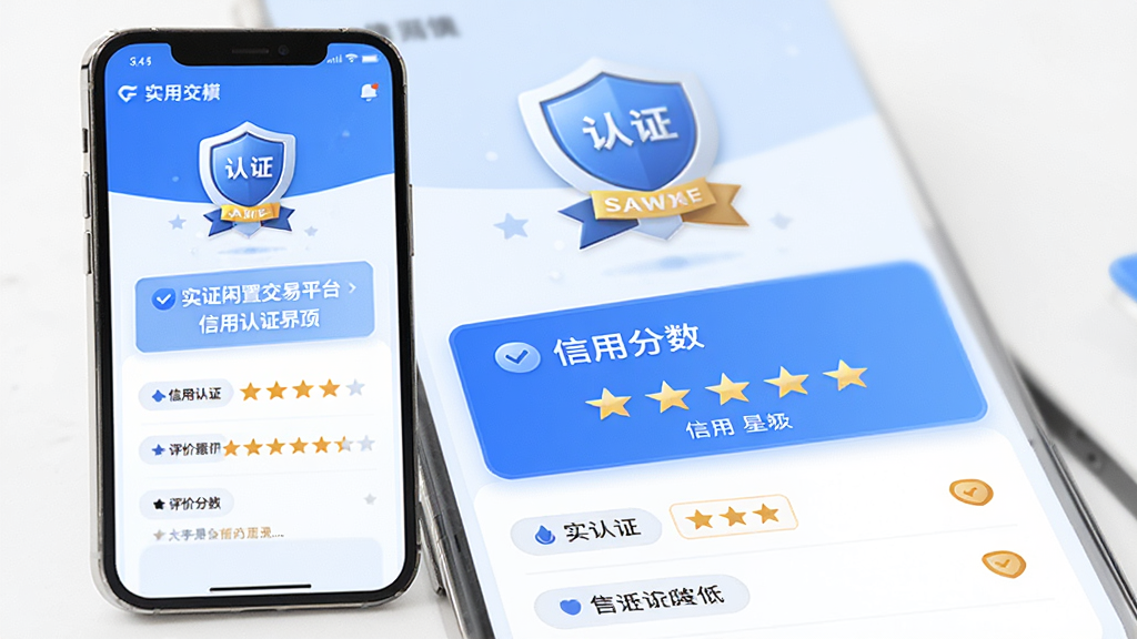 �������ý���ƽ̨������֤���棬����Ϊ�ֻ���Ļ��ʾʵ����֤�������Ǽ�ҳ�棬����Ϊ���½ṹ���Ϸ�Ϊ��֤����ͼ�꣬�·�Ϊ���÷��������ۼ�¼�����Ϊ��ȫ�ɿ�����ɫ��UI��ϸ�ڰ�������ͼ�ꡢ�Ǽ����֡���֤��ǩ�����ʸ��壬�ɾ����࣬�޶���Ԫ��