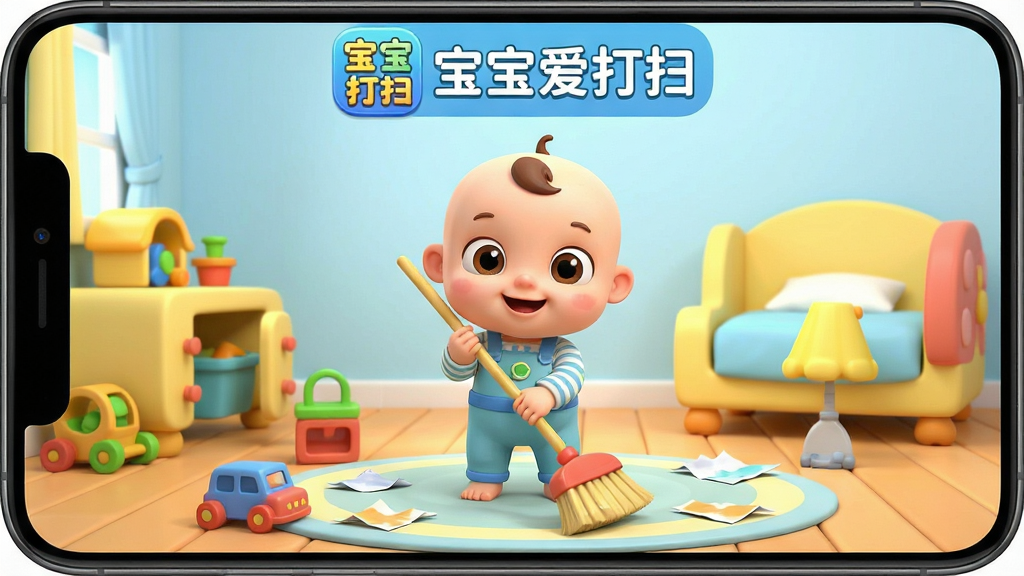 һ�Ŷ�ͯ����������������ͼ�����������ǿɰ��Ŀ�ͨ������ɫ����ɨ�㣬��������������Ķ�ͯ���䣬�ذ�������ߺ�ֽм�ȴ������������Ǻ���ֻ���Ļ�������Ű��Ϸ���ʾ����������ɨ��Ӧ��ͼ������ƣ����Ϊ��ͨ3D��Ⱦ��ϸ�ڰ���Բ��ļҾߡ���͵���Ӱ��ɫ�����޵���ߣ����ʸ��壬�ɾ����޶���Ԫ��