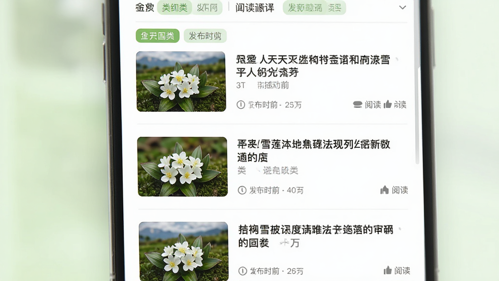 ����Ϊ����ѩ��Ӧ�õ���Ѷҳ�棬��Ļ����ʾ�����б���ÿƪ������������ͼ�ͱ��⣻����Ϊ���¹���ʽ��Ϣ�����Ű����ʣ����ִ�С���У����Ϊ�����Ķ��磬��ɫ�԰�ɫ��ǳ�̺͵���Ϊ����ϸ�ڰ������·����ǩ������ʱ�䡢�Ķ���ͼ�ꣻ���ʸ��壬����ɾ����޶���Ԫ��