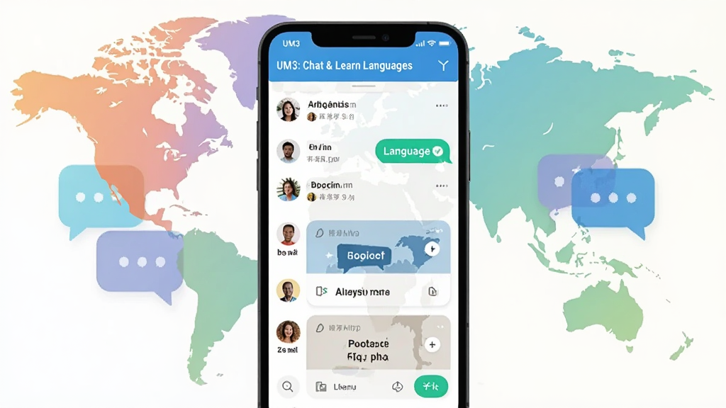 һ����Ϊ UM3: Chat & Learn Languages ���ֻ�Ӧ�ý���չʾ�������������ֻ���Ļ����Ļ����ʾ�����Բ�ͬ�����û��������б�������ѧϰ��Ƭ����������͵������ͼ�ͶԻ����ݽ�����ͼ���������������ִ�����ƽ����ƣ�ɫ���������ã���������������ɾ����޶���Ԫ��