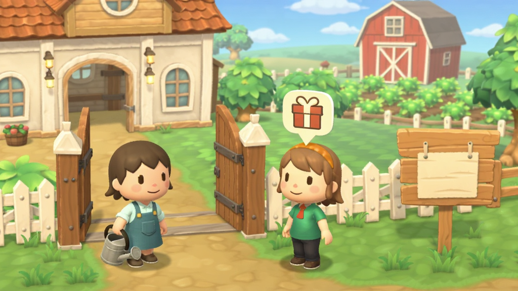 һ����Ϸ�ں��ѻ��ó����Ĳ�ͼ����������λ��ͨ��ɫվ��һ��ׯ԰�ſڣ�һλ��ɫ��������ˮ������һλ��ɫͷ����һ������ͼ�꣬���������ⰻȻ��ũ���һ����ɫ�Ȳ֣������Ҳ���һ��ľ�ʸ�ʾ�ƣ���������ܰ�ɰ���ɫ����ͣ�����ɾ������廭�ʣ��޶���Ԫ��