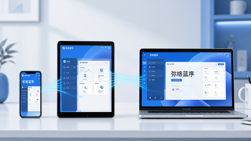 һ��չʾ���豸����������ͼƬ���������������ֻ���ƽ����ԺͱʼǱ����Բ��Űڷţ���Ļ�϶���ʾ�š��������򡱵Ļ������棬�豸֮���õ���ɫ�Ĺ������ӣ���������ͬ�����豸Эͬ������Ϊ�ִ���Լ�������棬����ɫ��������Ϊ��������ɾ����࣬���ʸ��壬������Ԫ��