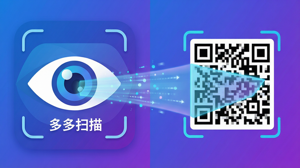 һ��չʾ���ɨ�輫��ʶ����������AI����ͼ������Ϊһֻ���пƼ��й�Ч���۾�ͼ����ɳ۵�ɨ����ߣ�����Ϊ���ҷ��������Ϊ�۾�ͼ�꣬�Ҳ�Ϊɨ����ߴ�����ά��Ķ�Ч�����Ϊ��ƽ���Ƽ��廭�磬ϸ�ڰ��������ɨ�衱���ֱ�ʶ�����������ӡ����Ͻ��䱳�������ʸ��壬�ɾ����޶���Ԫ��