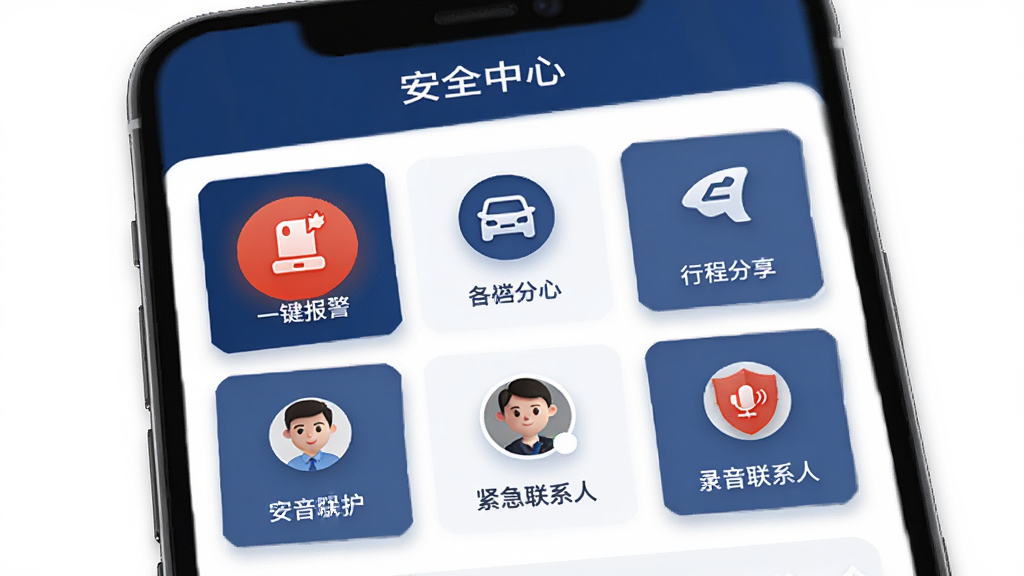 ����Ϊ��������˾���˰�ȫ�������ܽ��棬����Ϊ�ֻ���Ļչʾ��ȫ����ҳ�棬�Ű�Ϊ����ͼ���������У����Ϊ������ɫ����ƣ�ϸ�ڰ���һ��������ť���г̷���ͼ�ꡢ������ϵ��ͷ���¼��������ʶ�����ʸ���ɾ��޶���Ԫ��