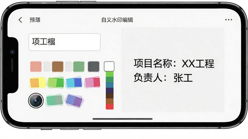 ˮӡ��������Զ���ˮӡ�༭���棬�ֻ���Ļ����ʾ����������������ɫѡ�������Ա���Ԥ������չʾ����Ŀ���ƣ�XX���� �����ˣ��Ź���ˮӡЧ�������沼������������࣬���ʸ��壬�ɾ��޶���Ԫ��