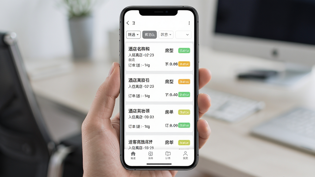 ;�����ö�������ҳ�棬�ֻ���Ļ��ʾ�����б���ÿ�����������Ƶ����ơ���ס������ڡ����͡�����״̬��ǩ��������ɸѡ��ǩ�����ײ��е�����ť������Ϊ�����б������Ϊ�ɾ����������磬ϸ�ڴ���״̬��ɫ���֣����ʸ��壬�������࣬�޶���Ԫ��