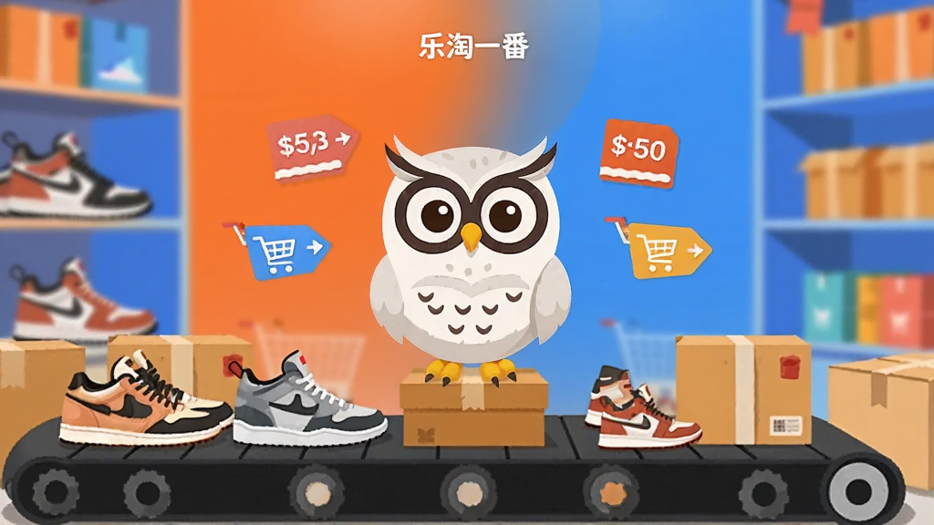 �ֻ���Ļ��չʾ����APP��ҳ������Ϊһֻ��ɫ��ͨèͷӥ������վ�ڶ�����Ь������Ĵ��ʹ��ϣ������������ĳ���ɫ�����̳ǻ��ܣ����ֲ������ĶԳƹ�ͼ�����Ϊ��ƽ���廭��ϸ�ڰ��������ļ۸��ǩ�빺�ﳵͼ�꣬�����д��С�����һ�������֣����廭�ʣ��ɾ��޶���Ԫ��