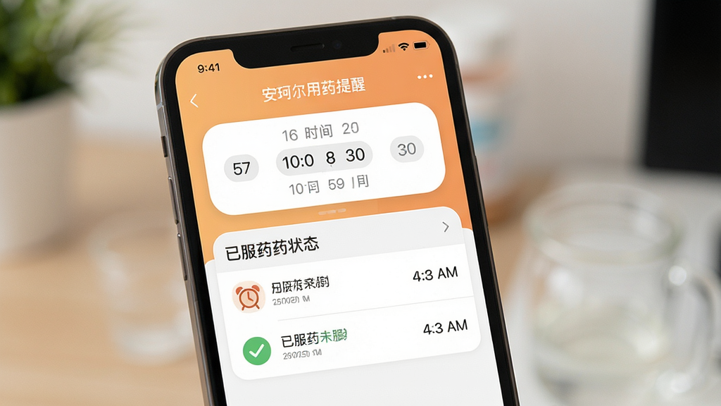 �������ҩ�������¼���棬����Ϊ�ֻ���Ļ��ʾ��������ҳ������ҩ��¼�б�������Ϊ�Ϸ�ʱ��ѡ�������·��ѷ�ҩδ��ҩ״̬�б����Ű��࣬���Ϊ��ů�ػ�ҽ�Ʒ磬ϸ�ڰ���ҩ��ͼ�ꡢ����ͼ�ꡢ�Թ���ǡ�ʱ�����֣����ʸ��壬�ɾ����޶���Ԫ��