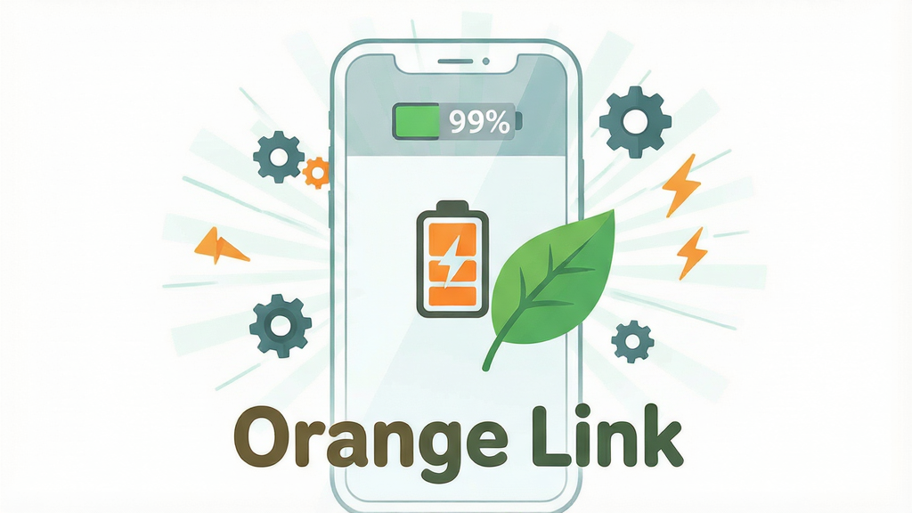 һ�ű��� Orange Link ������̨פ�����ԵĴ���ͼ������������һ��͸�����ֻ��������ڲ���һ��СС�ĳ�ɫ���ͼ���һƬ��Ҷ���ֻ���ΧƯ���ż���΢С�ĳ��ֺ�������š����ֲ������ķ���״��ͼ���Ű����������� ��Orange Link�� ��Բ��������ʾ���ֻ���Ļ�·������Ϊ���»����ı�ƽ���廭��ϸ�ڰ��������ٷֱ���ʾΪ 99%����Ҷ�����͹��ġ����ʸɾ����޶���Ԫ�ء�