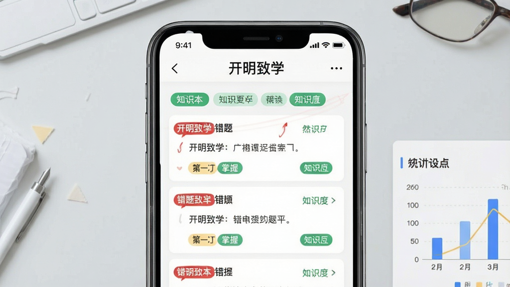 һ��ѧϰ��APP���Ȿ�����ͼ����������Ϊ�ֻ���Ļ����ʾ�����б���֪ʶ���ǩ����Ļ�Ϸ��С�������ѧ������������Ϊǳ��ɫѧϰ���棬ϸ�ڰ�����ɫ�����ǡ���ɫ���ձ�ǩ��ͳ��ͼ���������ˬ���࣬�����������޶���Ԫ��