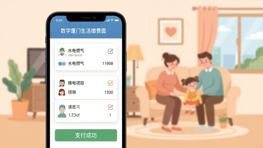 ������������ɷѽ��棬�ֻ���Ļ��ʾˮ��ȼ���ɷ���Ŀ��֧���ɹ�ҳ�棬����Ϊ��ܰ��ͥ�����򻯲�ͼ������ƽ����ɫ����ͣ����־��У�ϸ�����������ʸ��壬�ɾ��޶���Ԫ��