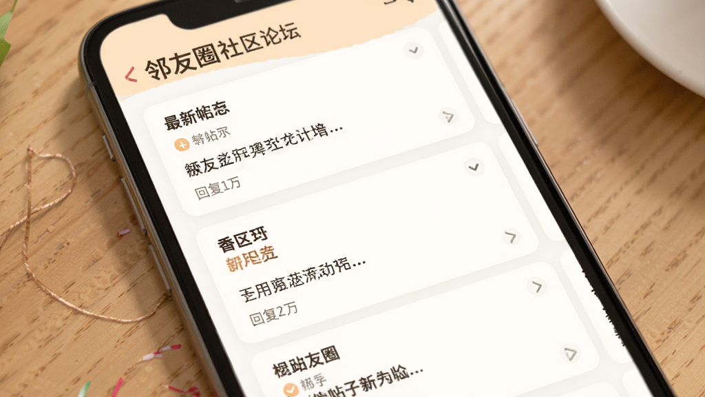 ����Ȧ������̳���ܽ��棬����Ϊ�ֻ���Ļ��ʾ�����С�����ֵ����۰�飬����Ϊ��Ƭʽ�б����Ű����룬�����ܰ�����ϸ�ڰ���������ơ��������ӱ��⡢�ظ���������������������ɾ����޶���Ԫ��