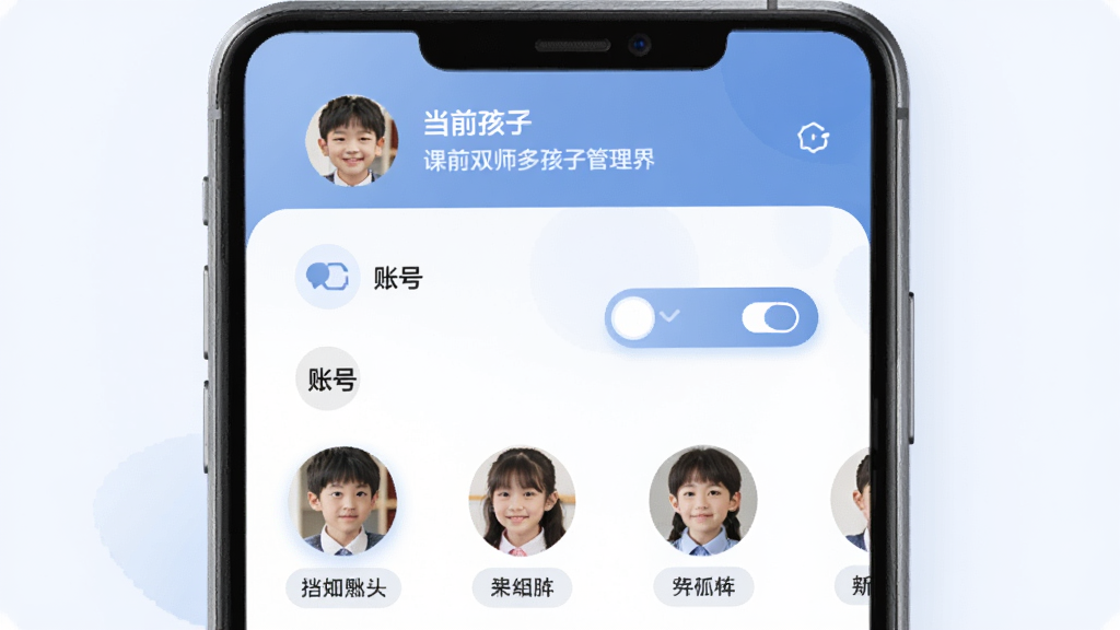 �ÿγ�˫ʦ�ຢ�ӹ������棬����Ϊ�ֻ���Ļչʾ���ѧ��ͷ�����л�ѡ�����Ϊ������ǰ������Ϣ�·��˺��б����Ű������ˣ����Ϊ�º���ɫ������Ӧ�ã�ϸ�ڰ���ͷ��������ǩ���л���ť�����ʸ���ɾ��޶���Ԫ��