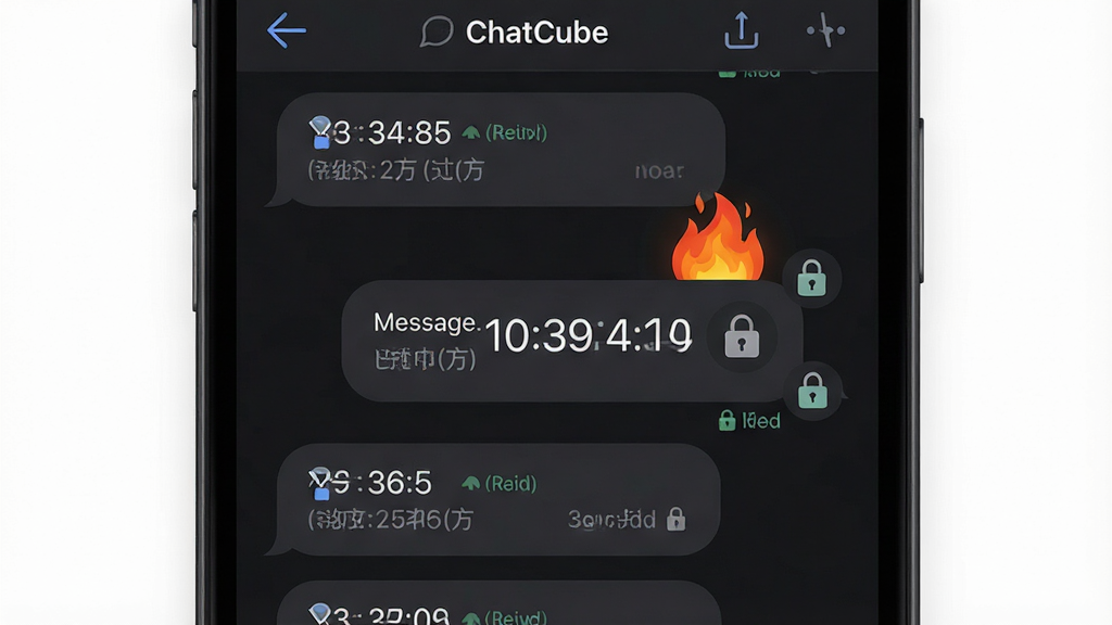 һ��չʾChatCube��Ϣ�Իٹ��ܵ�ͼƬ������Ϊ�ֻ���������ͼ�����Ļ������ʾһ�����е���ʱ��ʶ����Ϣ���ݣ������Ա���ȼ�յĻ���ͼ�������ͼ�꣬����Ϊ���������������У����Ϊ��ɫϵUI��Ʒ��ϸ�ڰ�������ʱ���֡��Ѷ���ǡ���������ʶ�����ʸ���ɾ����޶���Ԫ��