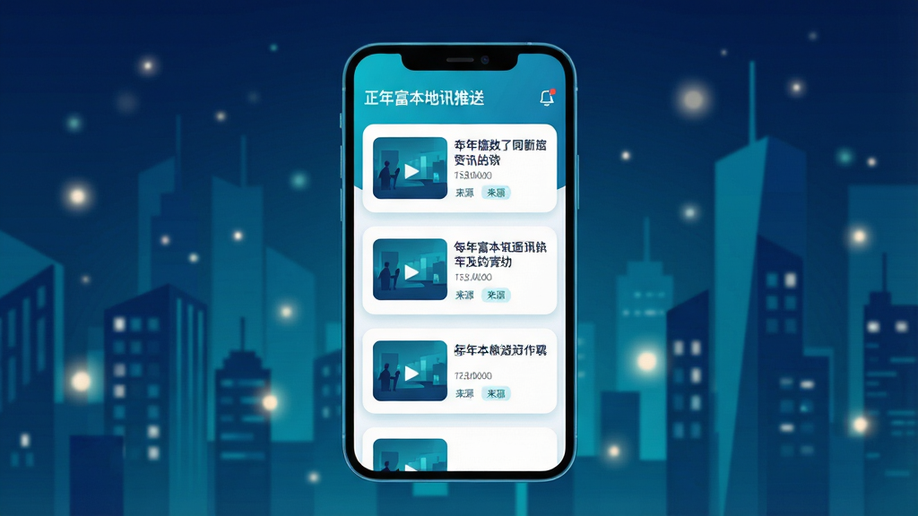 һ��չʾ���긻������Ѷ���͹��ܵ��ֻ������ͼ����������Ϊһ�������ֻ�����Ļ��ʾ��Ѷ��Ϣ���б���ÿ����Ѷ��������ͼ���������Դ��ǩ���ֻ�����Ϊ����ĳ���ҹ����������׺��͵Ĺ�㡣����Ϊ���й�ͼ���Ű��η��������Ϊ�ִ��Ƽ���UI�廭��ɫ������������ɫ�Ͱ�ɫΪ����ϸ������Ѷ��ƬԲ�Ǵ������������������ʸ��壬����ɾ����޶���Ԫ�ء�