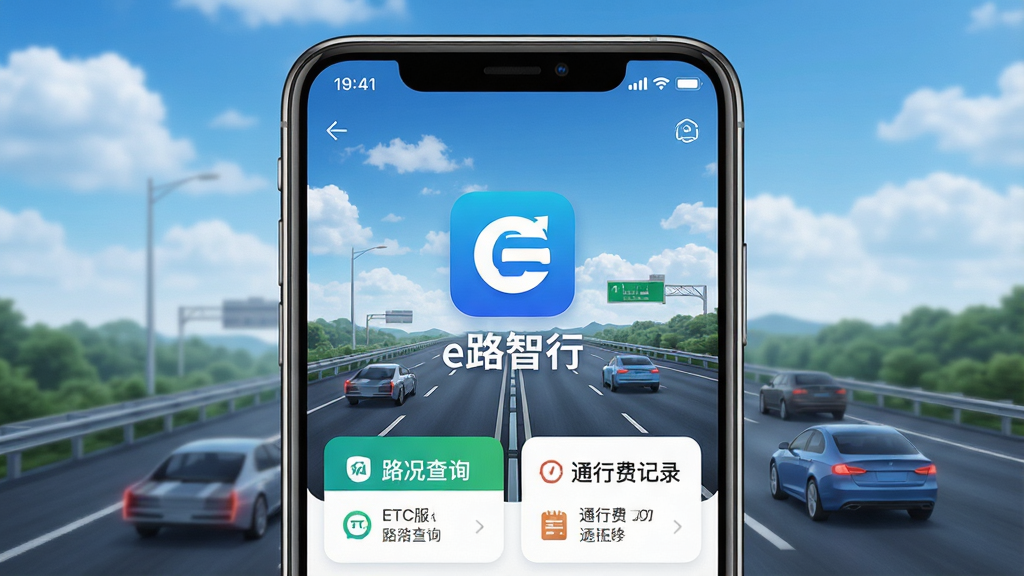 һ���ֻ���Ļչʾ���ٹ�·���з���App�������棬���������ǡ�e·���С�Ӧ��ͼ�������ƣ�����Ϊ��������µĸ��ٹ�·����ʻ�����������沼������չʾETC����·����ѯ��ͨ�зѼ�¼��ģ�飬���������ִ����Ƽ���ǿ��ϸ�ڰ�����·����������������App����Ԫ�أ����ʸ��塢�ɾ����޶���Ԫ��