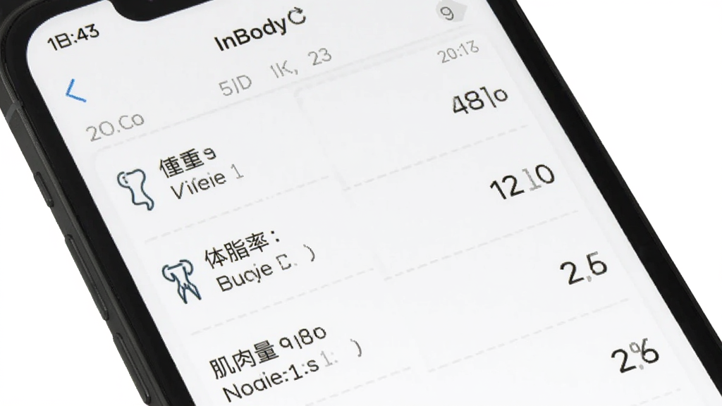 һ��չʾInBody������ʷ��¼���ܵ��ֻ�����ͼ���������ֻ���Ļ��ʾ���������е�����¼�б���ÿ����¼�������ء���֬�ʡ������������ݣ�����Ϊ��ɫ���Ű����룬����Լ���񣬻����������޶���Ԫ��