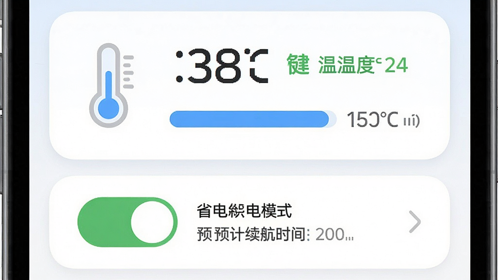 Boosterһ��ʡ�����¶ȿ��ƽ��棬����Ϊ�ֻ���Ļ��ʾ�¶ȼ�ͼ����ʡ�簴ť�����ֲ������½ṹ���Ϸ�Ϊ��ǰ�¶���ֵ��״̬��ʾ���·�Ϊʡ��ģʽ������Ԥ������ʱ�䣬�Ű�ֱ�ۣ����Ϊ���Բ����ƣ�ϸ�ڰ�����ɫ�¶�������ɫʡ���ʶ����ɫ��Ƭ���������ʸ��壬�ɾ����޶���Ԫ��