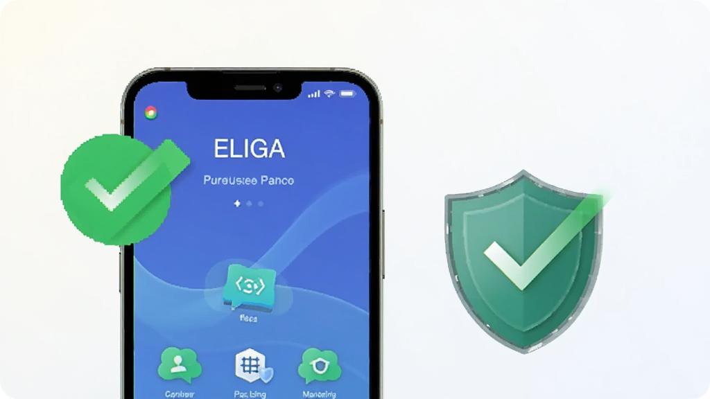 ELIGA���ֻ��ϵ�����״̬ʾ��ͼ������չʾһ���ֻ���Ļ��Ӧ���������У��Ա�����ɫ�Թ��Ͷ���ͼ���ʾ��ȫ�ȶ�������Ϊǳɫ���䣬���ɾ���࣬��������
