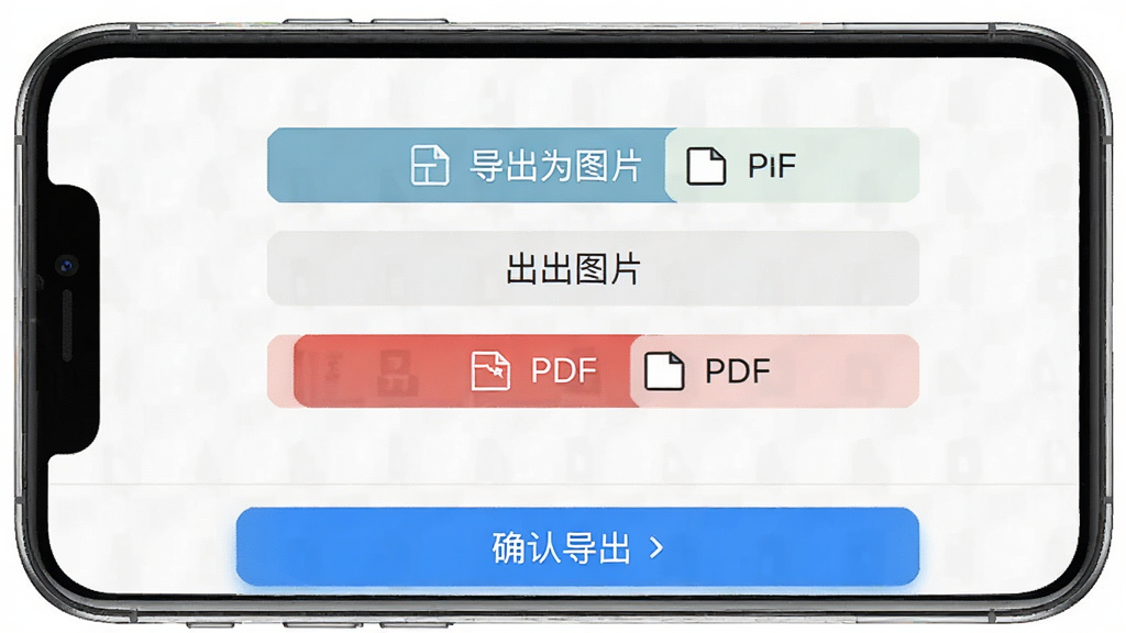 MindPPT�������ܽ��棬����չʾ�ֻ���Ļ����ʾ��������ѡ���������ΪͼƬ��PDF�ȸ�ʽ�İ�ť�������·��С�ȷ�ϵ�����������ť������Ϊ�ֻ����棬����Ϊ���½ṹ������Լʵ�ã�ϸ���ϰ�ť���������������ʸɾ����壬�޶���װ��