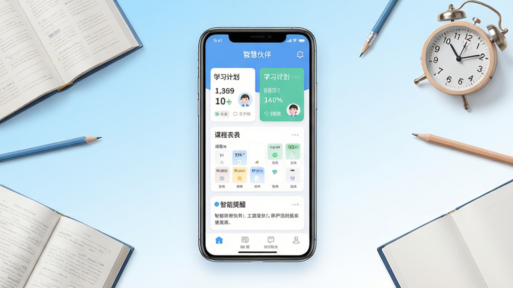 �ǻۻ������������ȫòչʾ�������������һ�������ֻ�����Ļ��ʾ�ǻۻ��APP����ҳ���棬����ѧϰ�ƻ���Ƭ���γ̱�ģ��������������򣬱���Ϊ���µ��ŵ����׽���ɫ����Χ��׺�鱾��Ǧ�ʡ�ʱ�ӵ�ѧϰ���Ԫ�أ������������죬�Ű���жԳƣ�ϸ�����������ʸ���ɾ����޶���Ԫ��