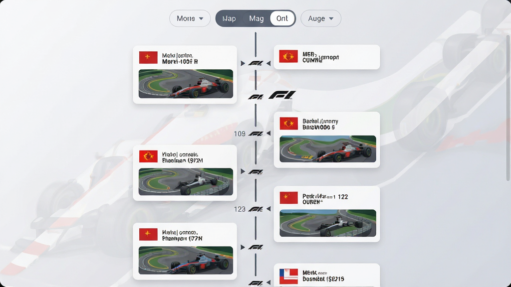 ������F1�������������ͼ���廭����������չʾһ������ʱ���ᣬʱ�����������Ŷ�վ������ͼ�������ڱ�ǩ�����ֲ������¹���ʽ��Ϣ�����������·��л���ť�����Ϊ��ƽ��UI��ƣ�ϸ����ÿ�����¿�Ƭ���й���ɫ������������ͼ�����ֱ�ע���������ʸɾ�����������Ϊǳ�ҽ��䣬�����Ӿ����ʲ����ۡ�