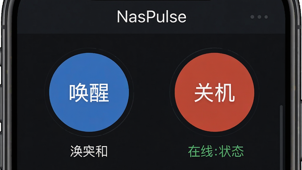 һ��չʾNasPulseԶ�̿��ƽ�����ֻ���ͼ����������������Ŀ��Բ�ΰ�ť���ֱ��ע