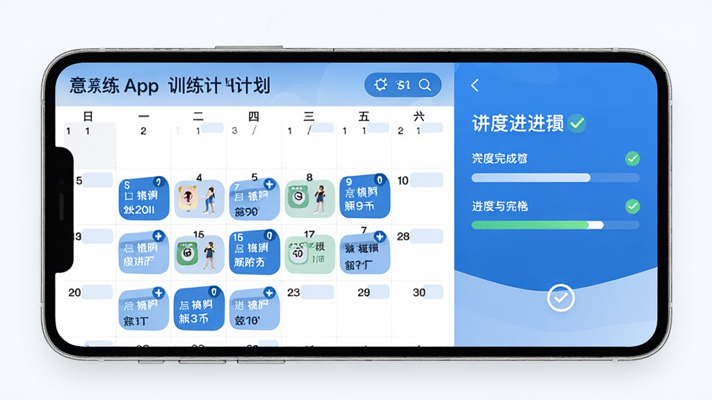 һ��չʾ����Appѵ���ƻ�ҳ���ͼƬ����������һ��������ͼ����ע��ÿ��ѵ�������Ա��н���������ɴ򹴵�ͼ�꣬�������Լ�ִ���������������ɫ����ɫ�Ͱ�ɫΪ���������������޶���Ԫ��